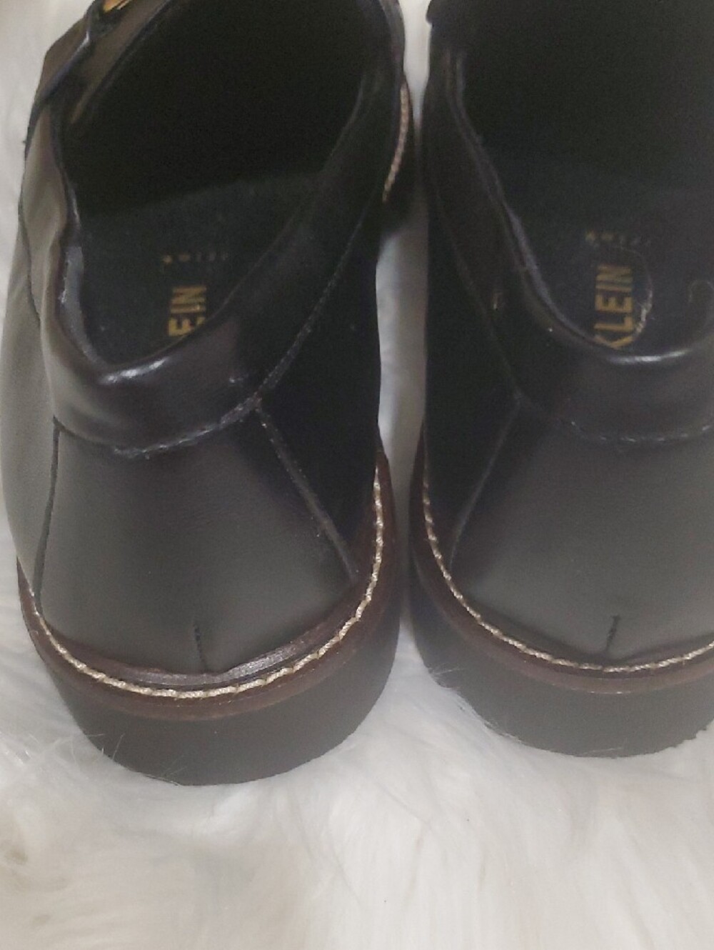 Anne Klein Black Vegan Leather Loafers with Gold Horsebit Accent - Picture 8 of 14